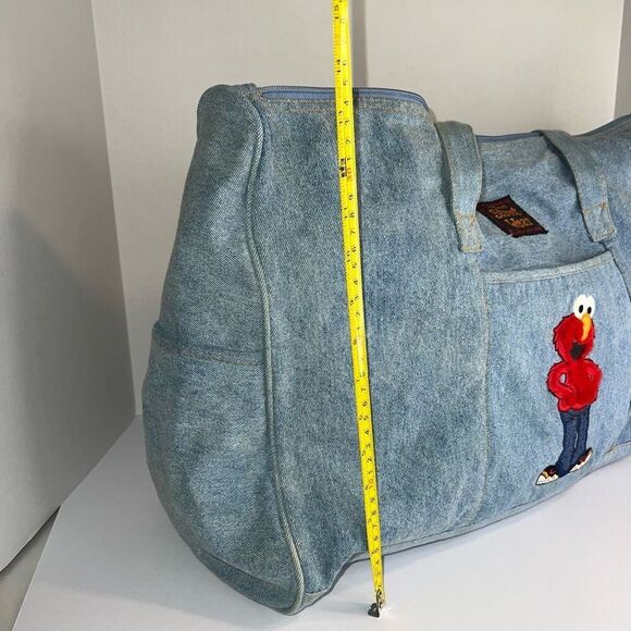 Elmo Sesame Street Duffle Bag Vintage Denim Top Handle Zip Top Oversized Blue - Picture 5 of 7